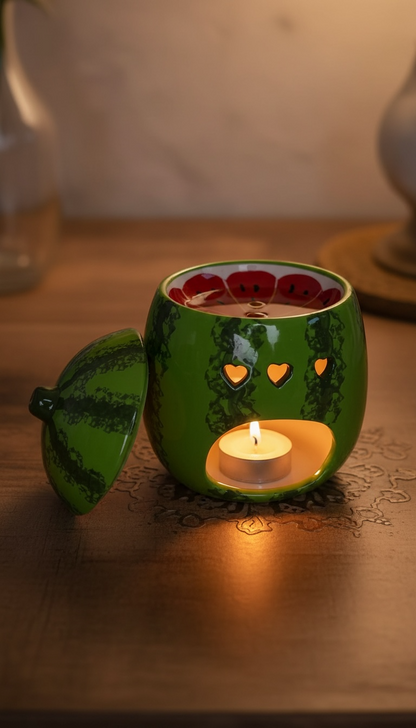 Brûleur d’huile et chauffe-cire en forme de pastèque