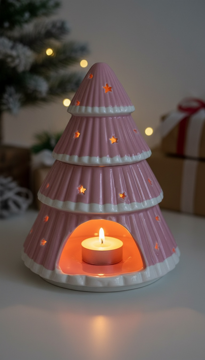 Brûleur d'huile sapin de Noël rose