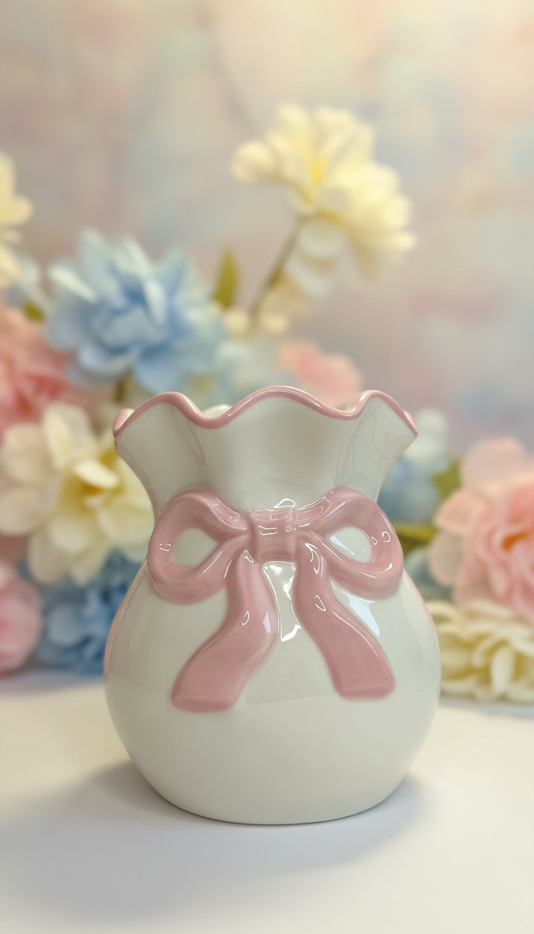 Brûleur d'huile de la Saint-Valentin avec nœud blanc et rose