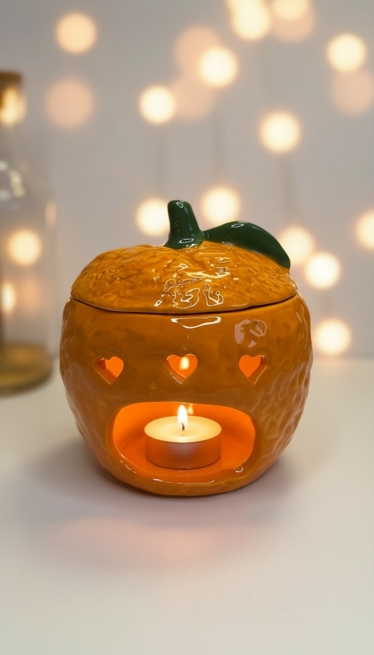 Brûleur d’huile en forme d’orange fraîchement cueillie