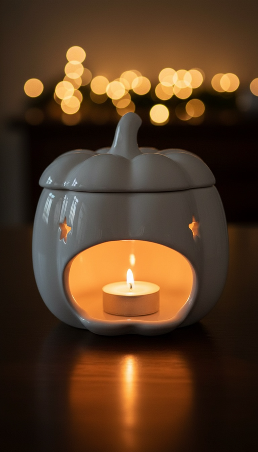 Brûleur d’huile citrouille blanche d’automne et d’Halloween