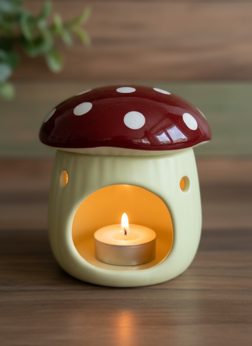 Brûleur d'huile en forme de champignon rouge