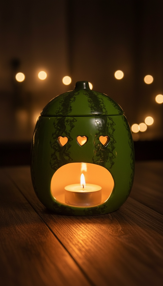 Brûleur d’huile et chauffe-cire en forme de pastèque